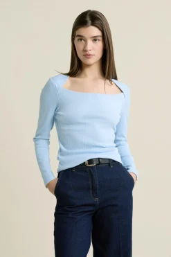 T-shirt manches longues encolure carrée