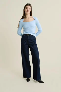 T-shirt manches longues encolure carrée