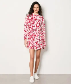 Vestido camisero floral con cinturón