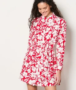 Vestido camisero floral con cinturón