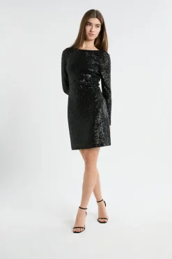 Vestido de manga larga con lentejuelas