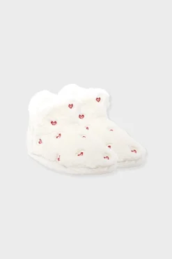 Zapatillas botines de tejido ultrasuave con motivos de corazones